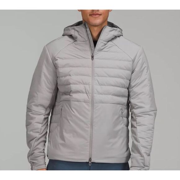 Lululemon Puffer Jacket Down For It All Hoodie Goose Down Insulated Gray XL